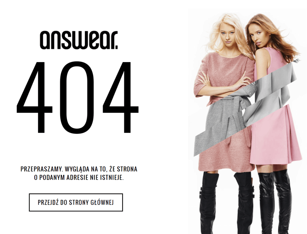Rysunek 4.Własna strona błędu 404 – Answear.